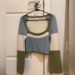 Striped Blue and Green Knit Sweater